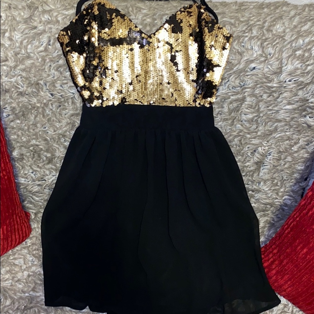 American Exchange Black/Gold Dress
